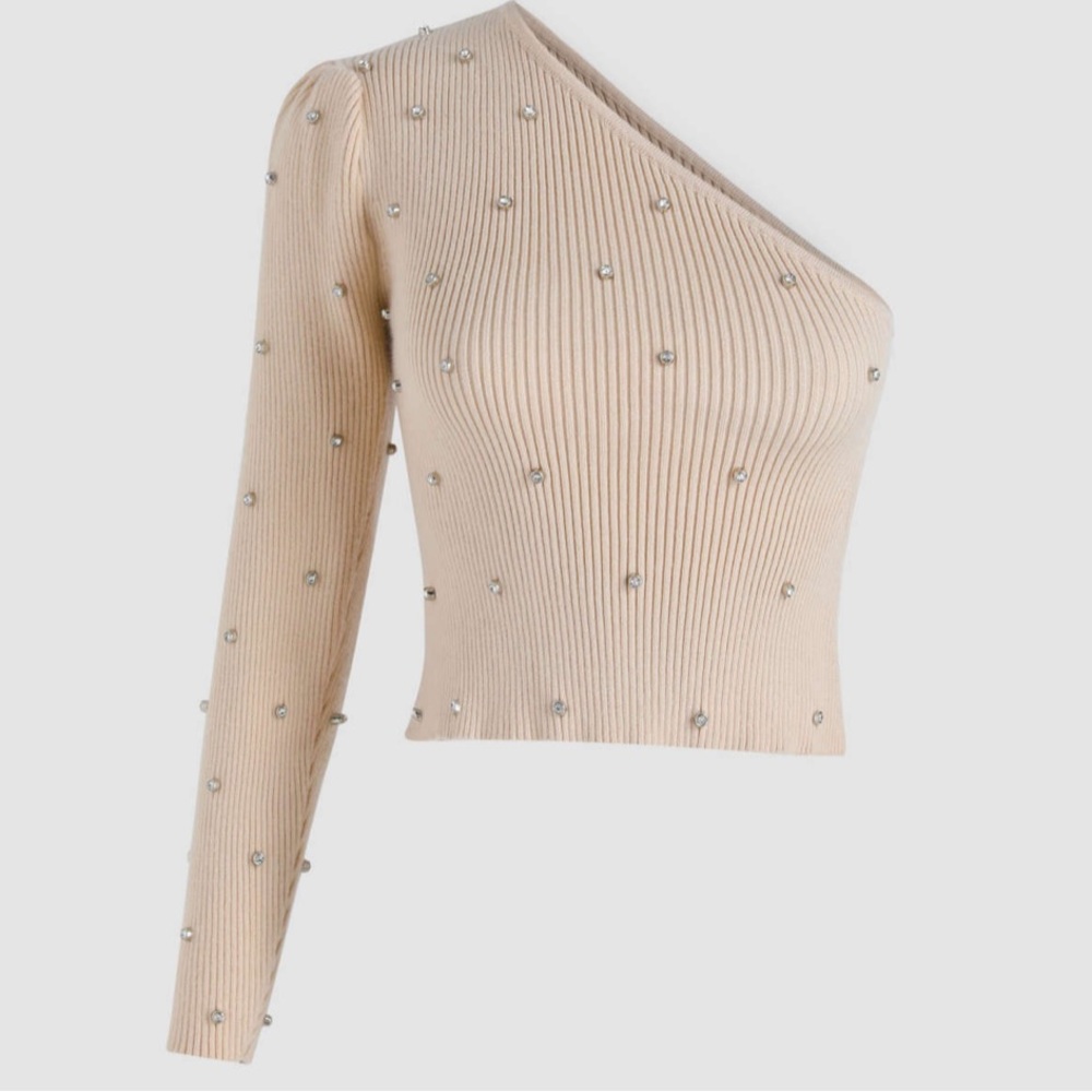 🎀Jeweled embellished one shoulder top🎀